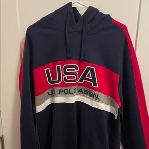 U.S. Polo Assn. Men's Hoodie in Navy, Red, and Gray